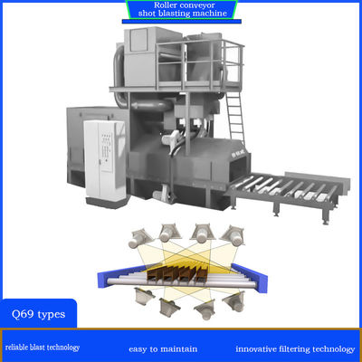 電気ローラーコンベア ショットブレーシングクリーニングマシン