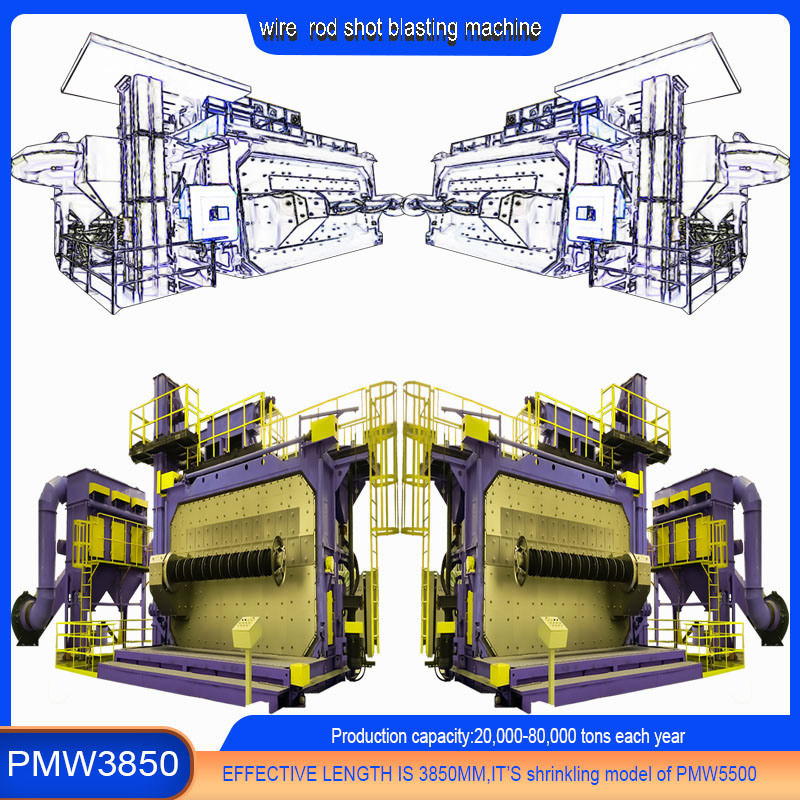 30kw/セット インペラーヘッド パワーワイヤ ロッド コイル ショット ブラスト 機械