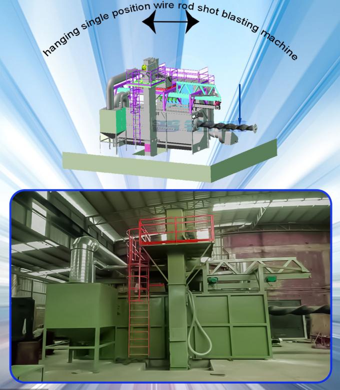 The World′s Only Retractable Wire Rod Coil Shot Blasting Machine From Pumingwei